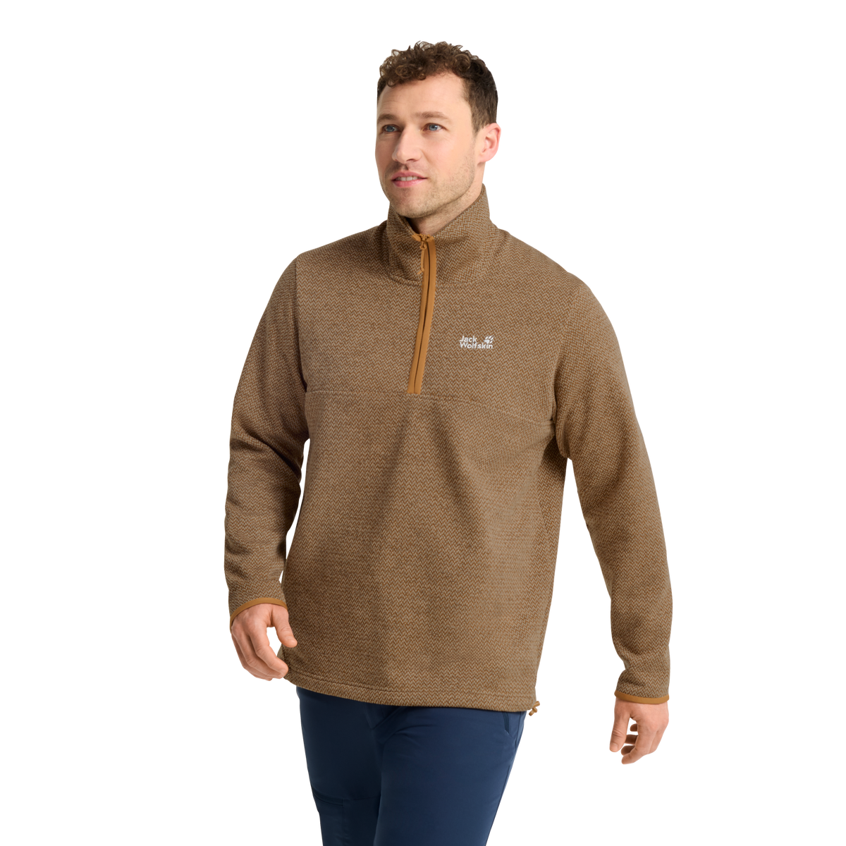 PINETRAIL HZ M Men's warm fleece jumper with half zip Orange