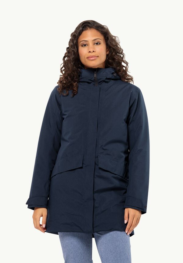 TEMPELHOF COAT W - night blue XS - Women\'s waterproof winter coat – JACK  WOLFSKIN | Regenmäntel