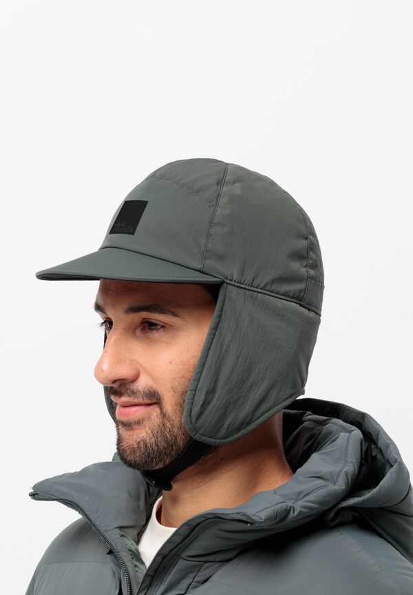 baseball CAP JACK - flaps Windproof - ear WOLFSKIN WANDERMOOD slate cap green L – with