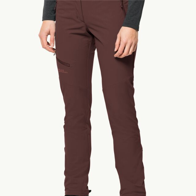 HOLDSTEIG PANTS W - dark maroon 44L - Women\'s softshell hiking trousers – JACK  WOLFSKIN