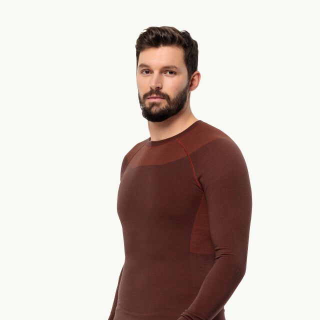 Merino WOOL SEAMLESS shirt WOLFSKIN long-sleeved wool - – earth functional JACK M L/S red L - Men\'s