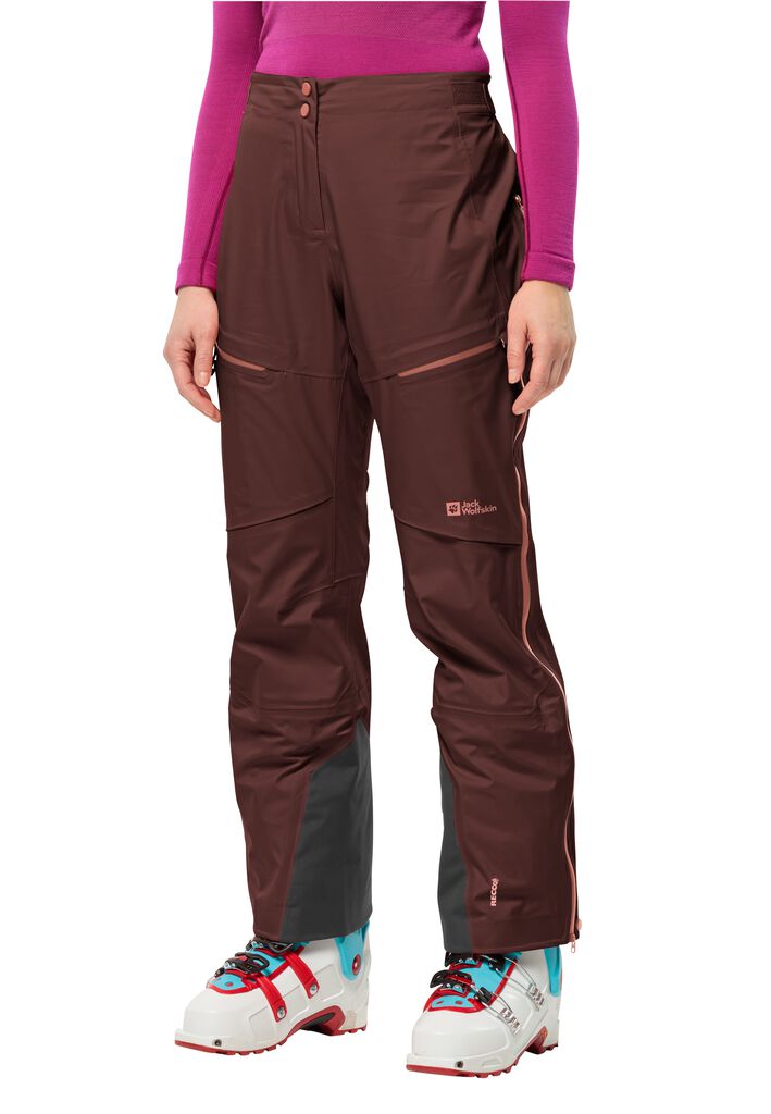 ALPSPITZE PRO 3L PANTS W maroon ski touring trousers tracking women with JACK Hardshell 46 system for - RECCO® dark – - WOLFSKIN