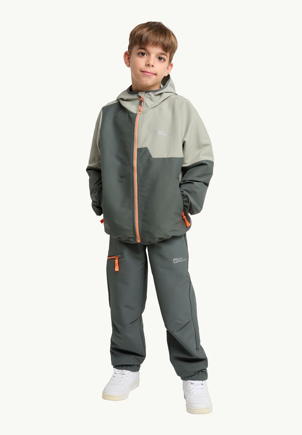 GREEN WIND RESISTANT HOODED COAT, CHILD GREEN WIND RESISTANT HOODED COAT, CHILD
