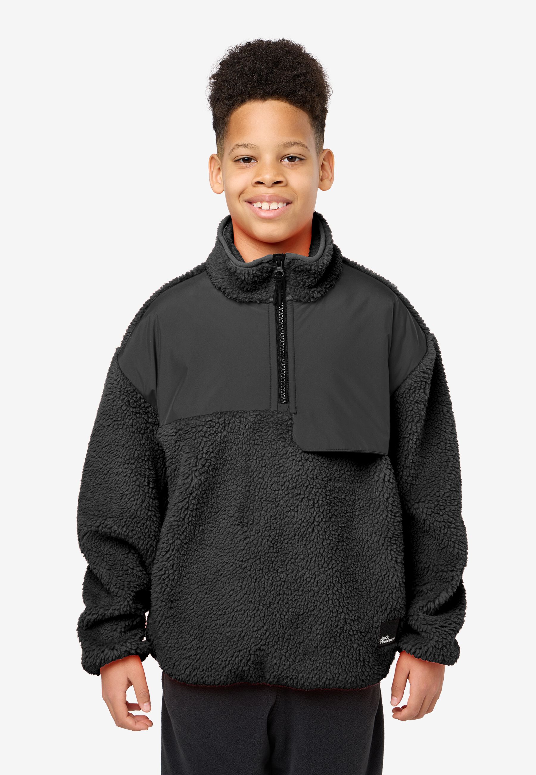 TEEN HALFZIP FLEECE Y granite black 164 Teens' fleece jacket