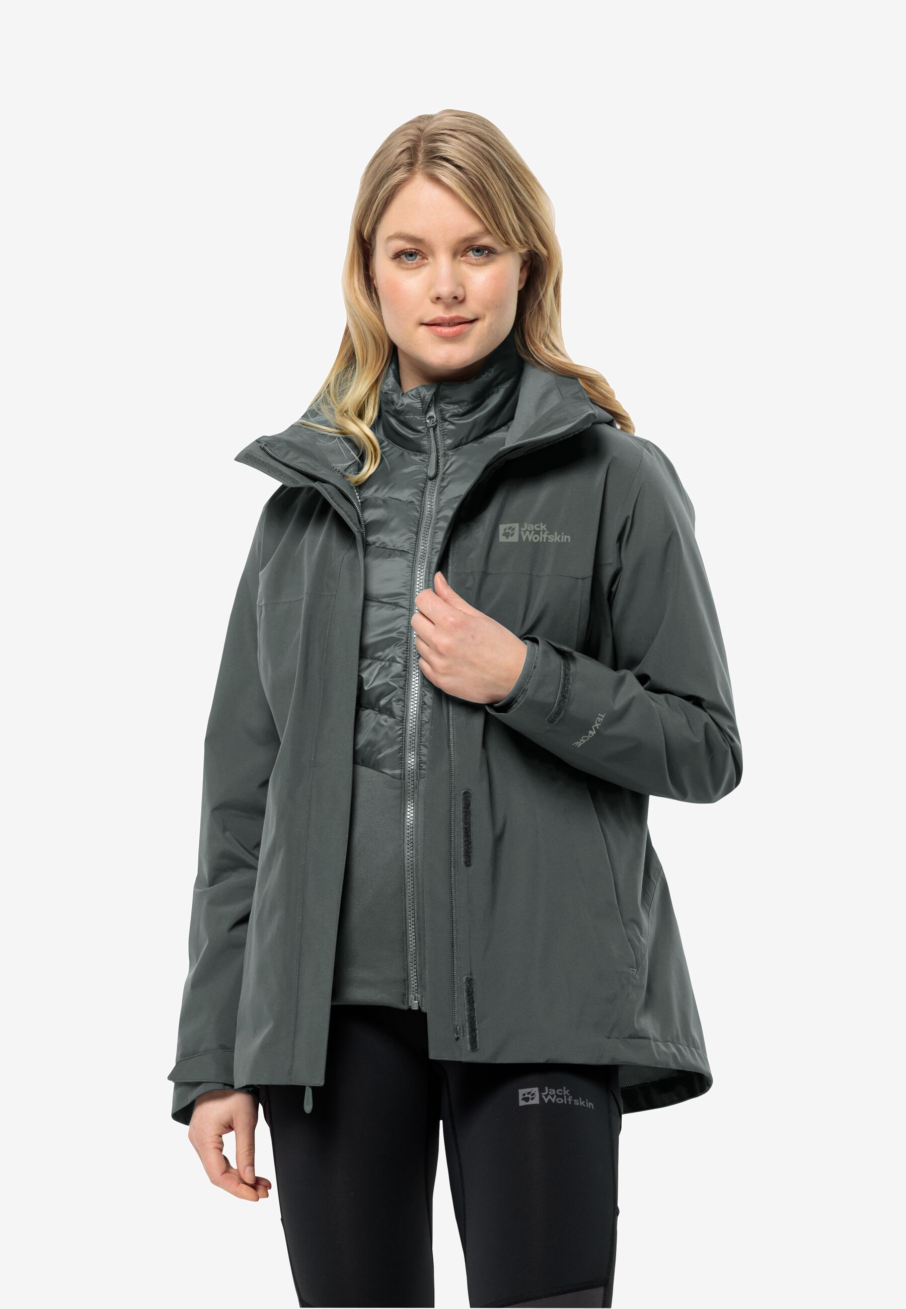 Ladies Jackets Jack Wolfskin Jacket Grey Women's Waterproof Jacket