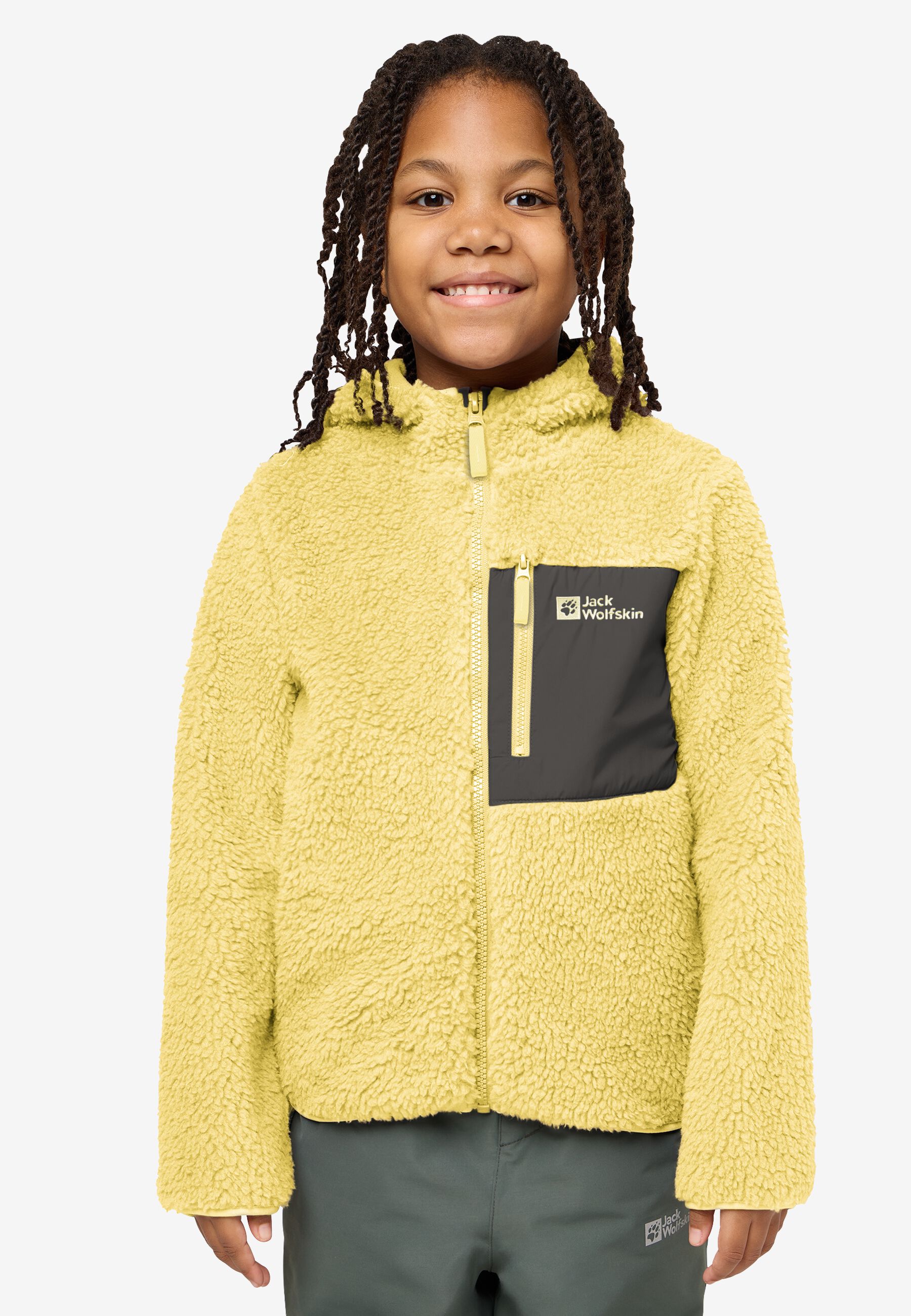 ICE CURL HOOD JACKET K lemon ice 140 Kids' hooded fleece