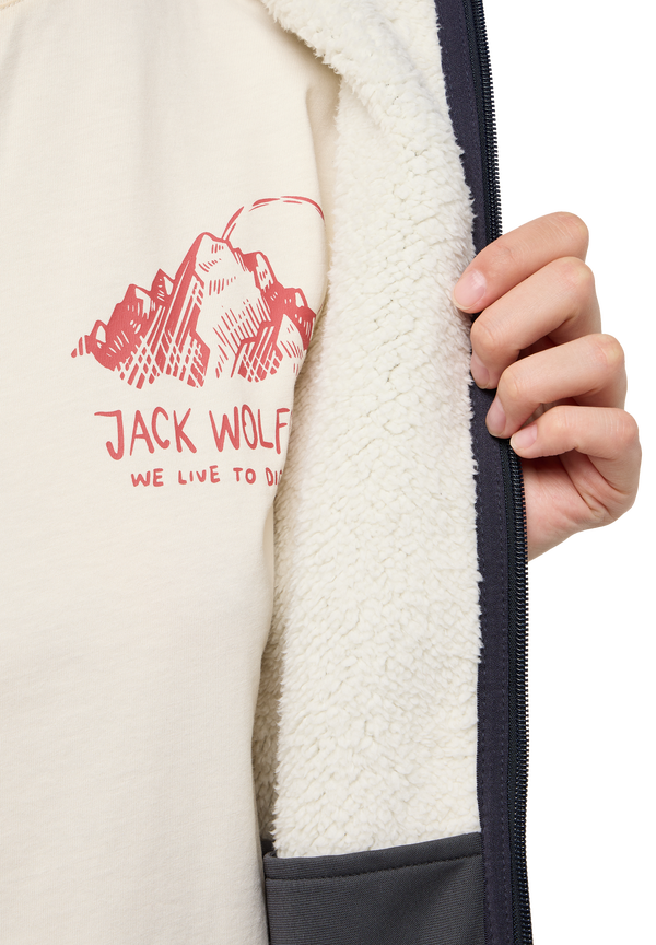 KAMINFEUER HOODED JKT W dark navy XS Women s fleece jacket with hood JACK WOLFSKIN