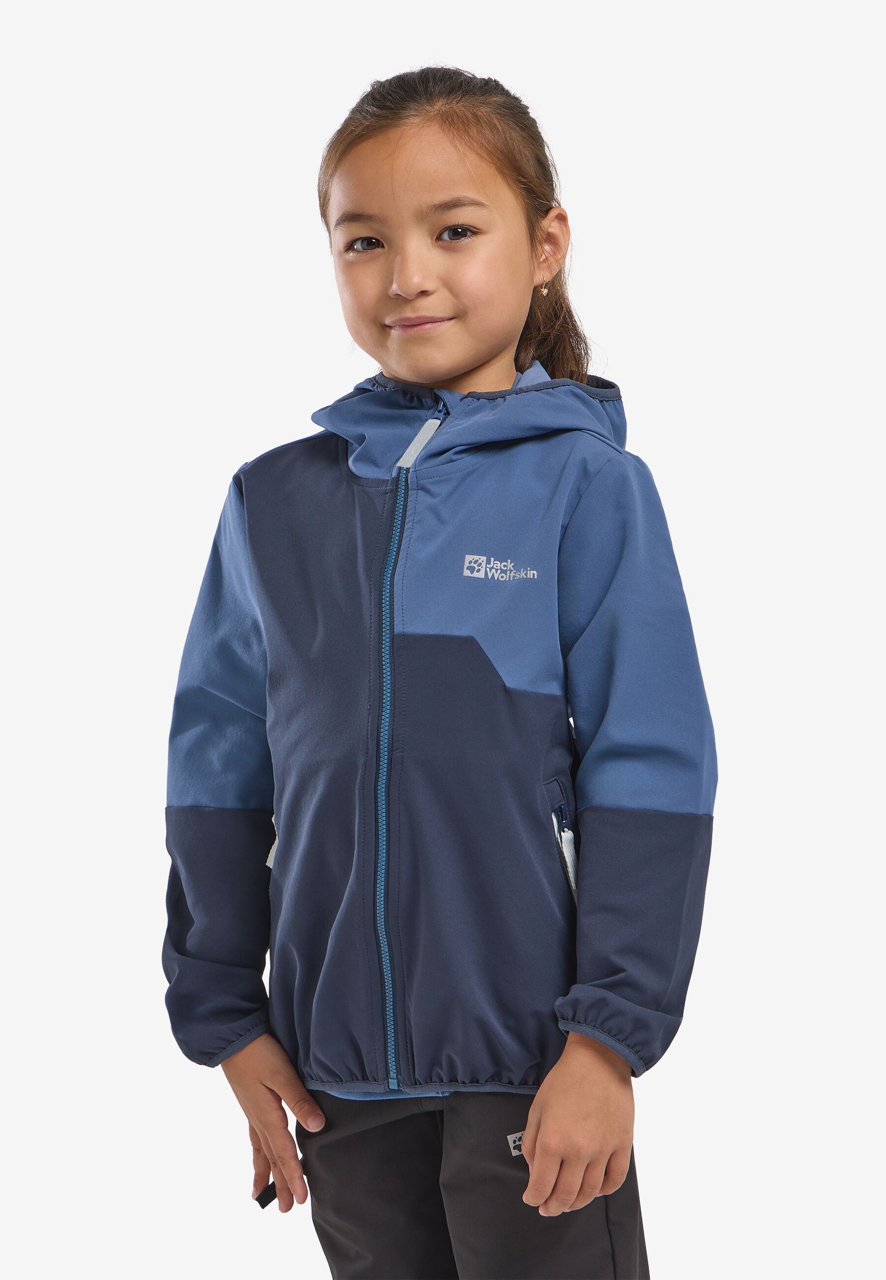 TURBULENCE HOODED JKT K night blue 152 Kids' softshell jacket