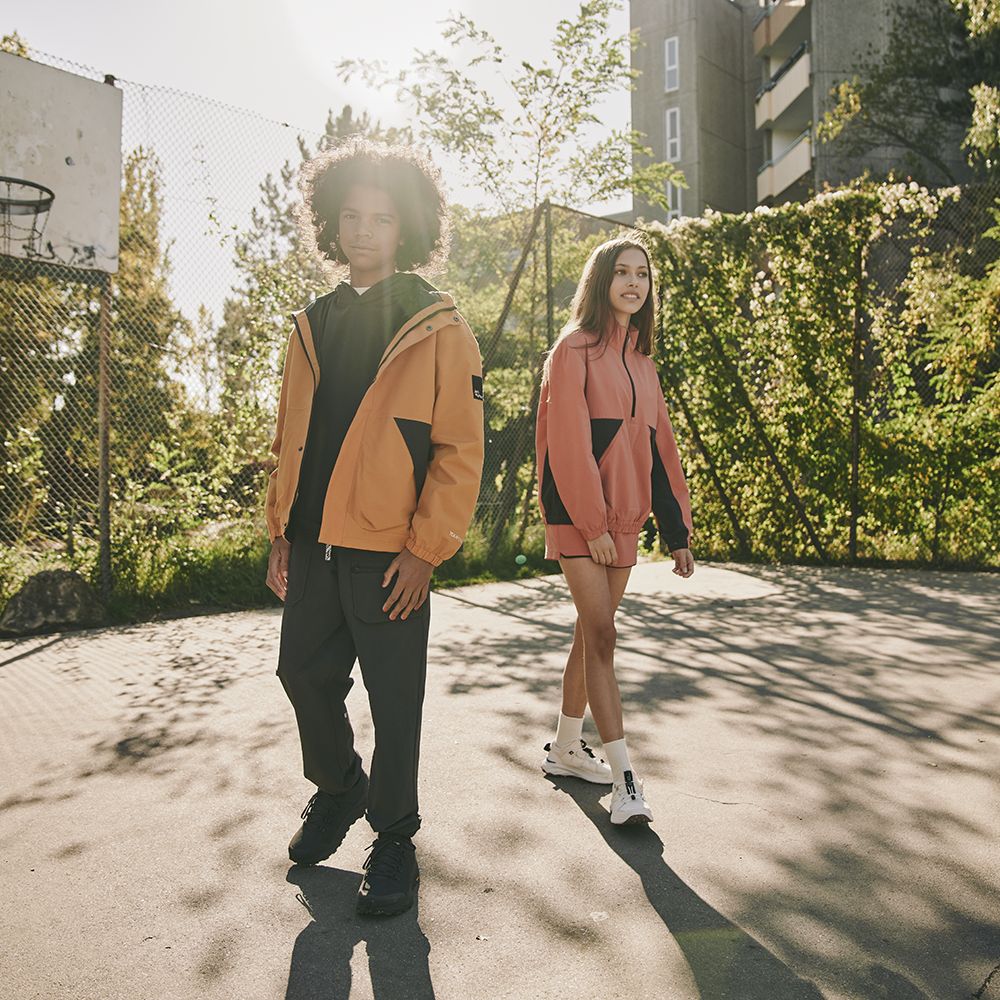 Girl and boy on a basketball court